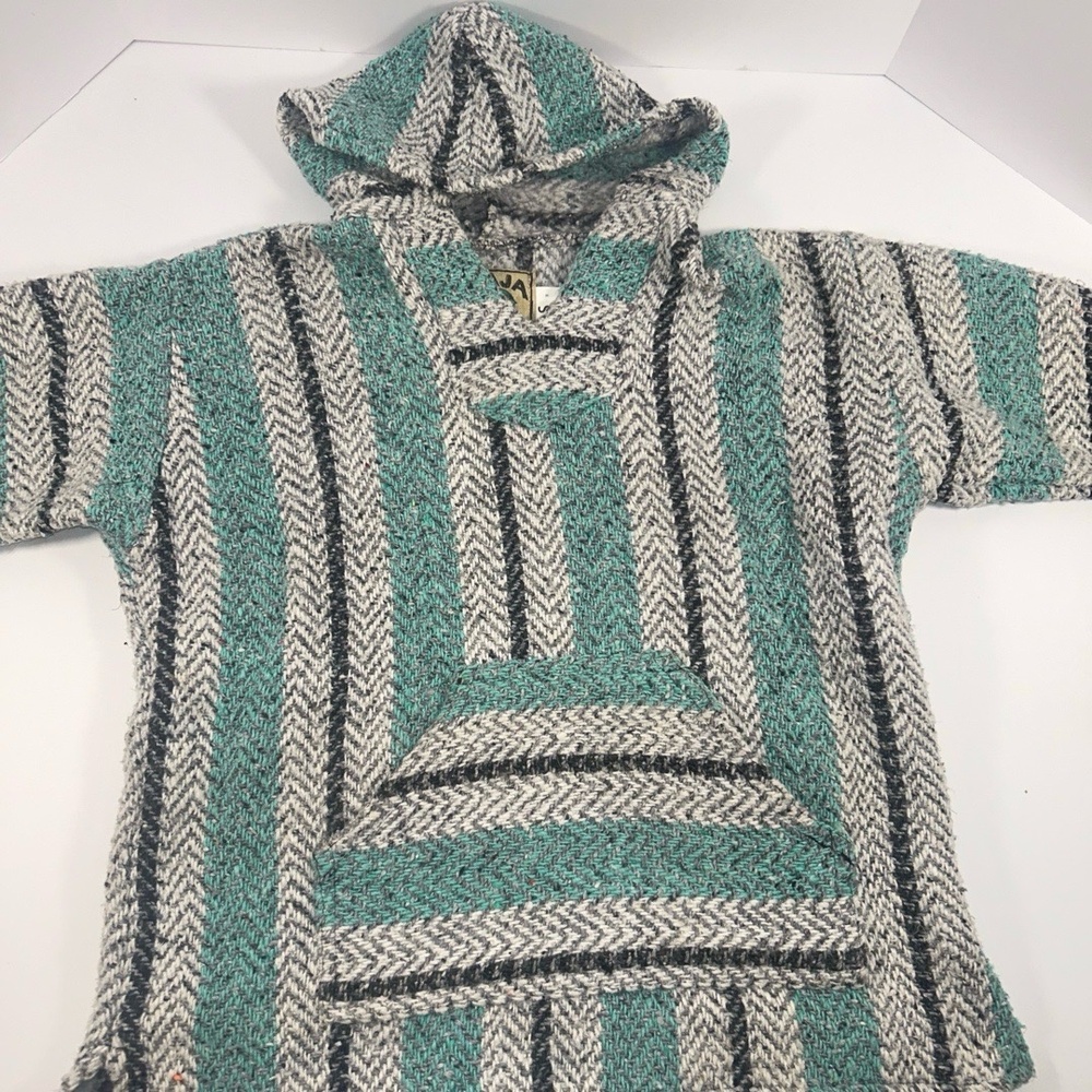 BAJA JOE Pullover Hoodie Small Striped Baja Hooded Kangaroo Pocket Casual UNISEX